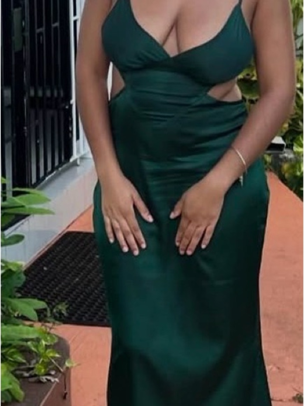 Elegant Dark Green Satin Midi Skirt